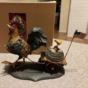 American Chestnut Folk Art AM2011 Father’s Day - Rooster Pulling Cart of Eggs